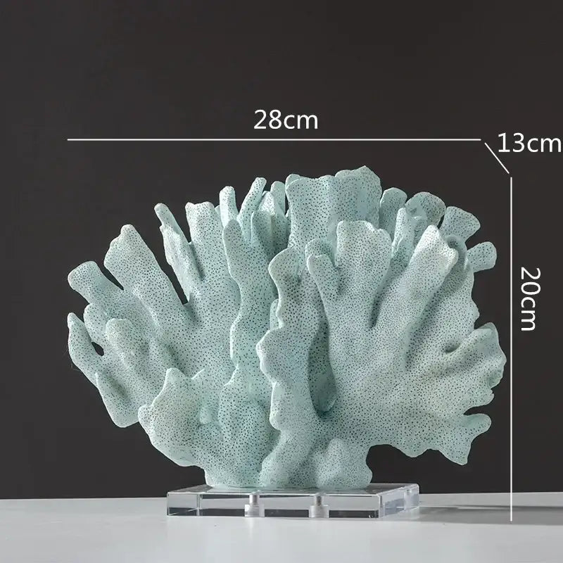 Light Blue Coral Resin Sculpture