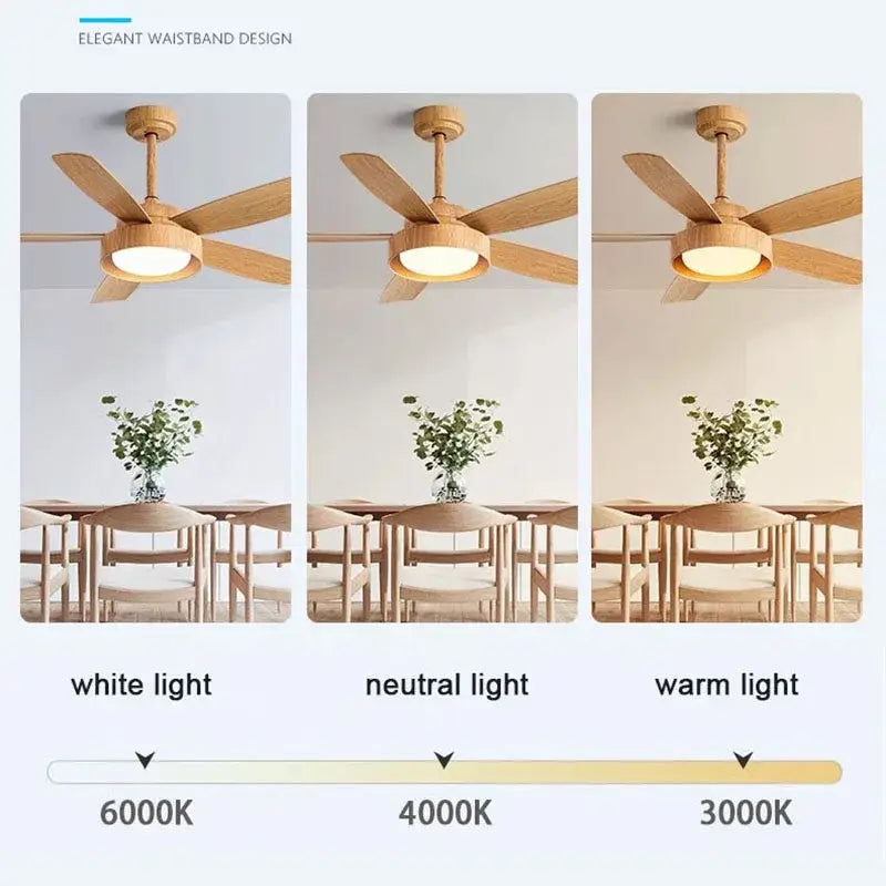 Wood 5-Blade Ceiling Fan