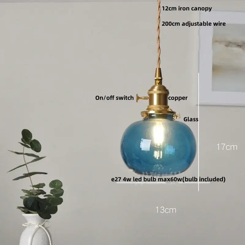 Teal Glass Pendant Light