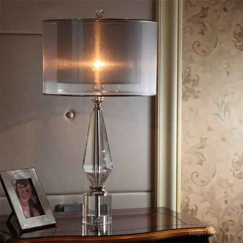 Gray Crystal Table Lamp