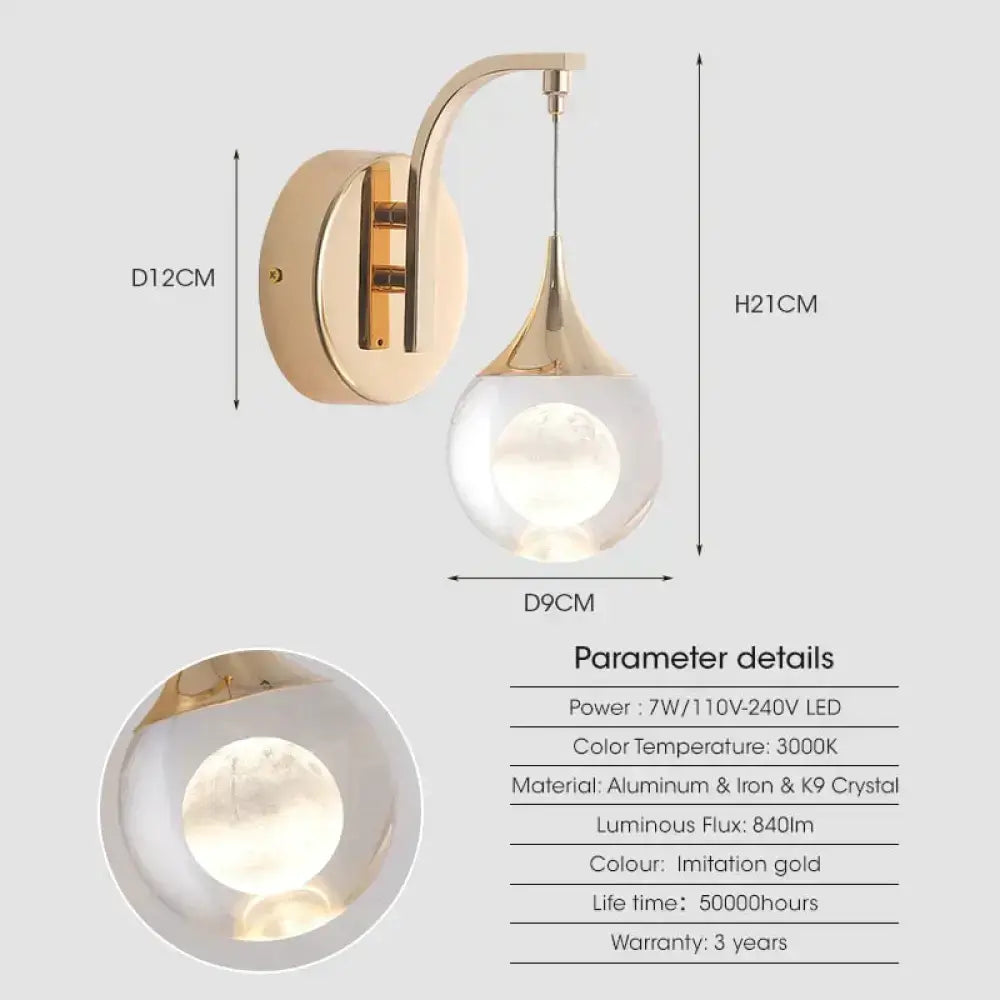 Gold Crystal Bubble Hallway Wall Lamp