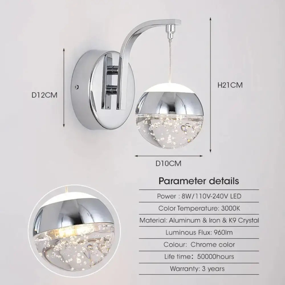 Gold Crystal Bubble Hallway Wall Lamp
