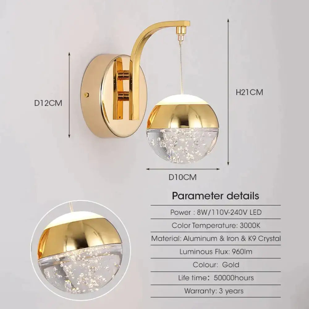 Gold Crystal Bubble Hallway Wall Lamp