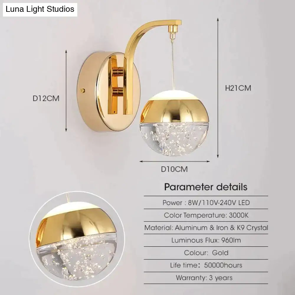 Gold Crystal Bubble Hallway Wall Lamp