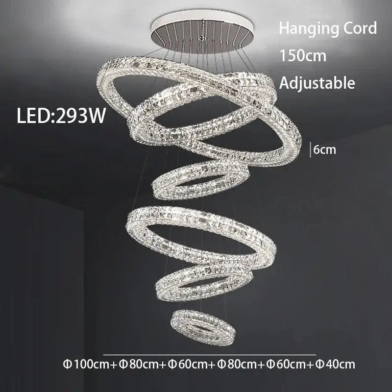 Chrome Crystal LED Chandelier Up To 6 Rings