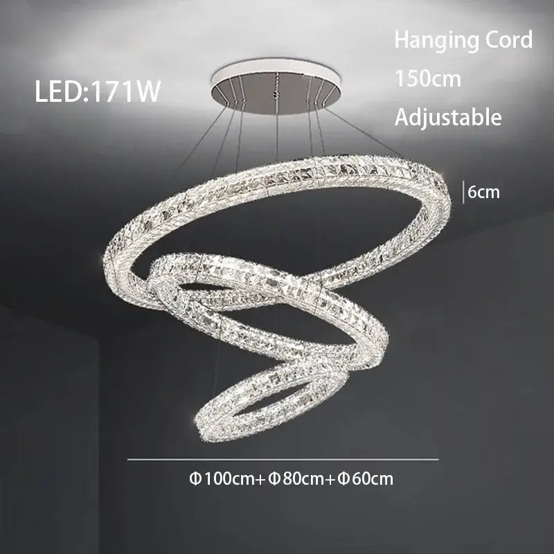 Chrome Crystal LED Chandelier Up To 6 Rings