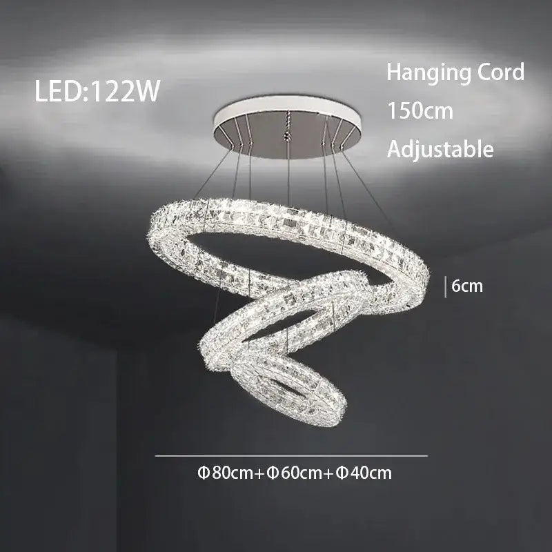 Chrome Crystal LED Chandelier Up To 6 Rings