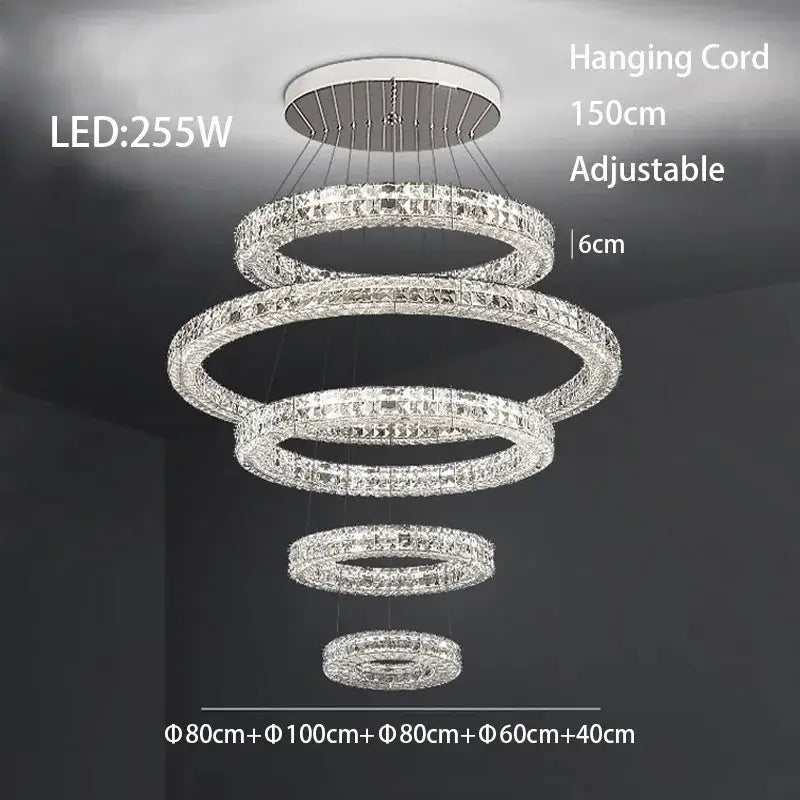 Chrome Crystal LED Chandelier Up To 6 Rings