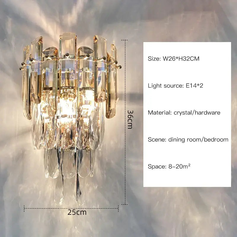 Crystal Gold Bedroom Wall Sconce