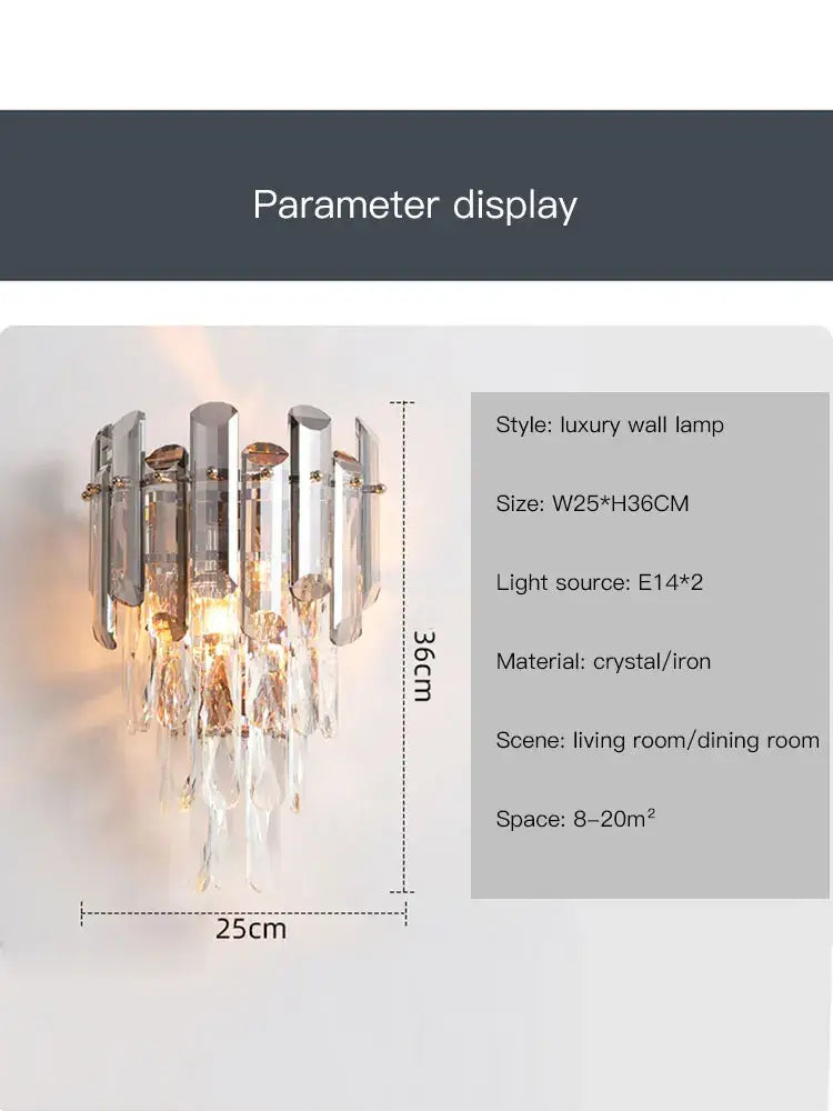 Crystal Gold Bedroom Wall Sconce
