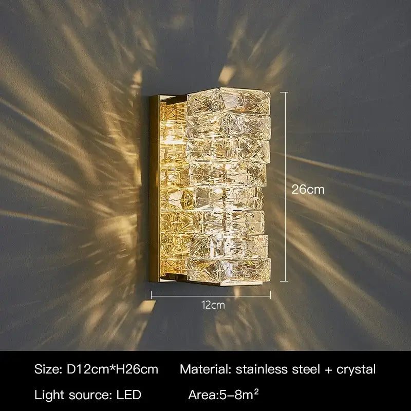 Gold Crystal LED 46cm Wall Light