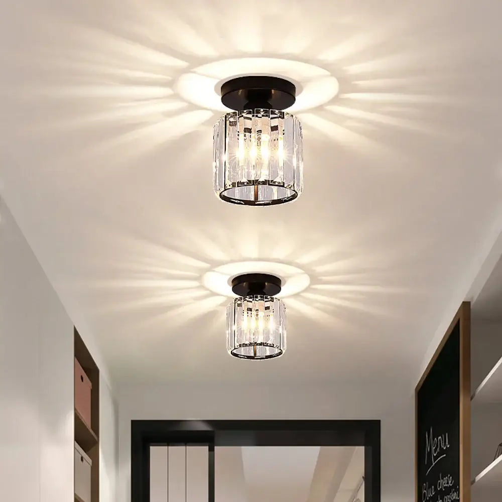 Gold Black Crystal Ceiling Light