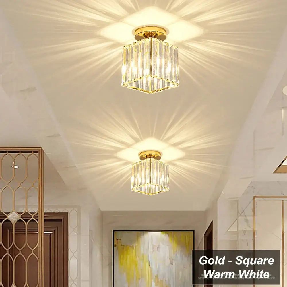 Gold Black Crystal Ceiling Light
