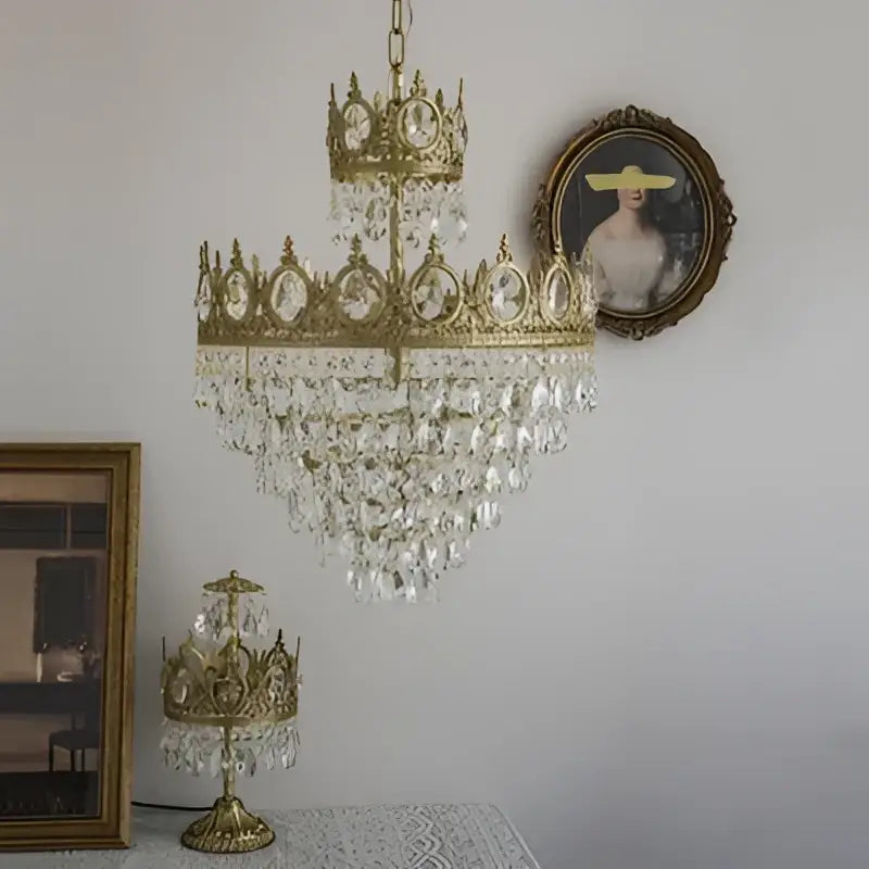 Gold Crystal Crown Chandelier