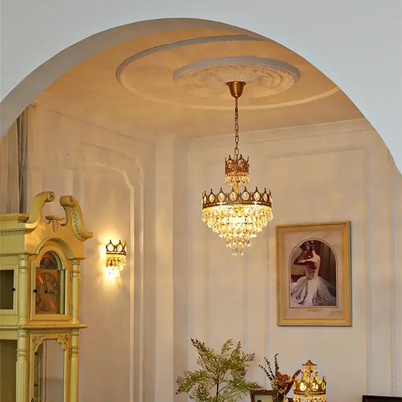 Gold Crystal Crown Chandelier