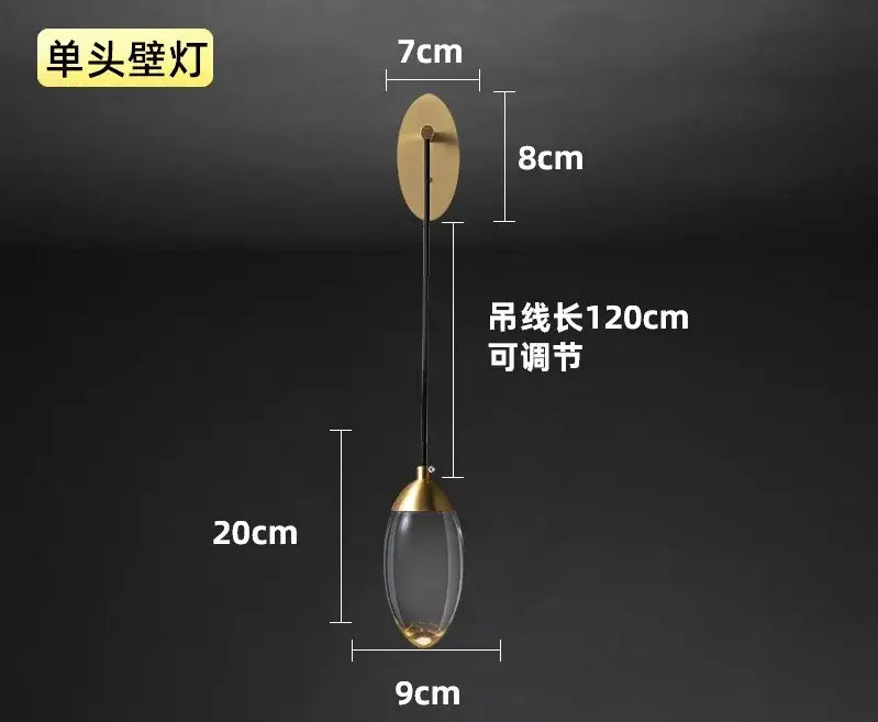 Gold Crystal LED Nordic Stairwell Wall Light