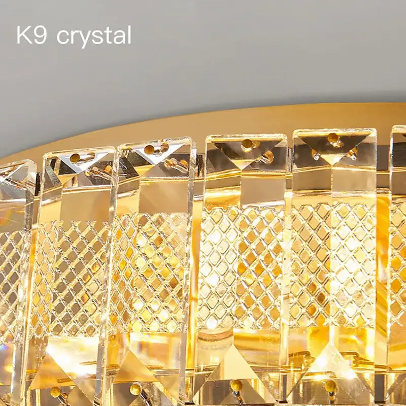 Gold Crystal Round Ceiling Lamp