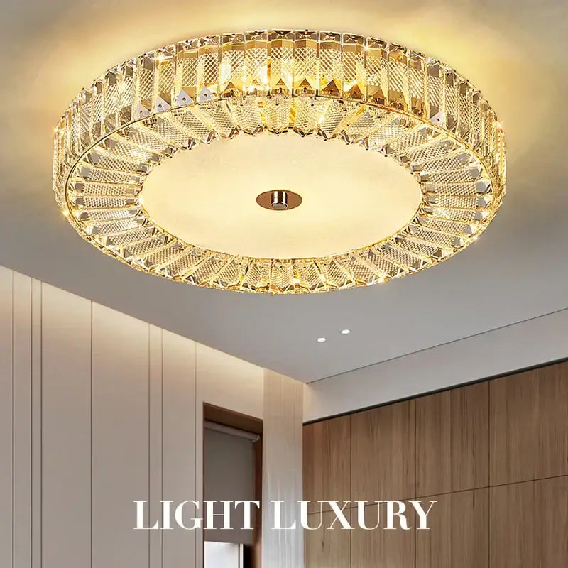 Gold Crystal Round Ceiling Lamp