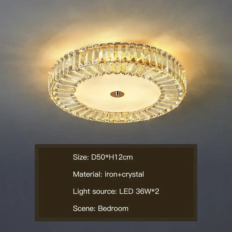 Gold Crystal Round Ceiling Lamp
