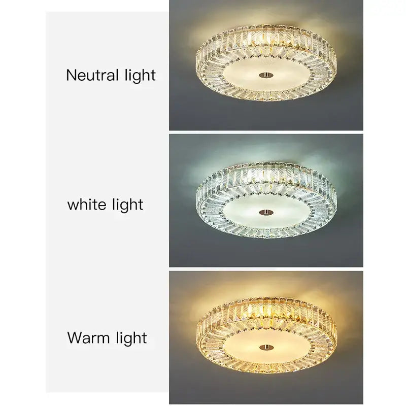 Gold Crystal Round Ceiling Lamp