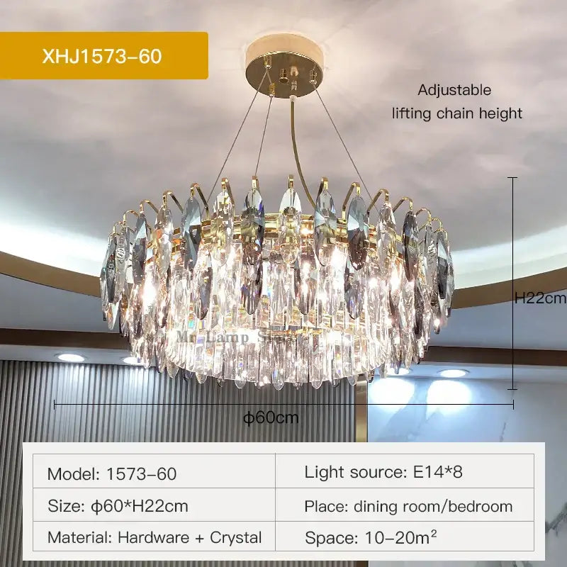 Gold Crystal Ellipse Chandelier