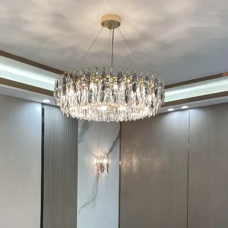 Gold Crystal Ellipse Chandelier
