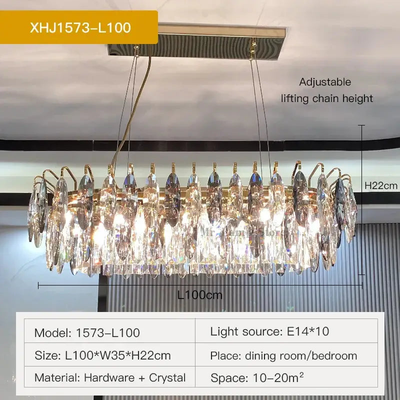 Gold Crystal Ellipse Chandelier