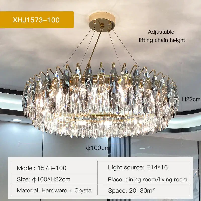 Gold Crystal Ellipse Chandelier
