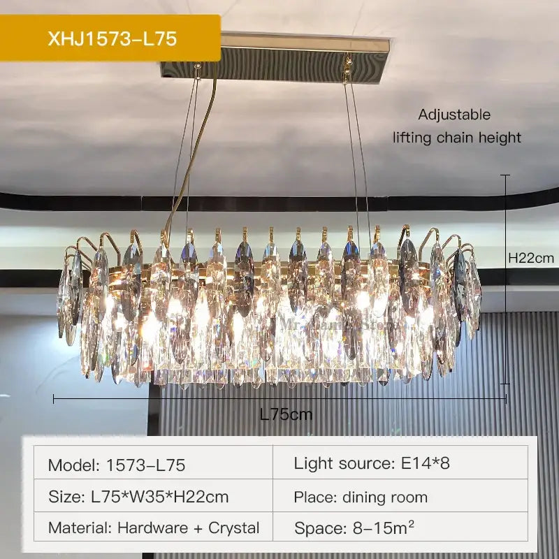 Gold Crystal Ellipse Chandelier