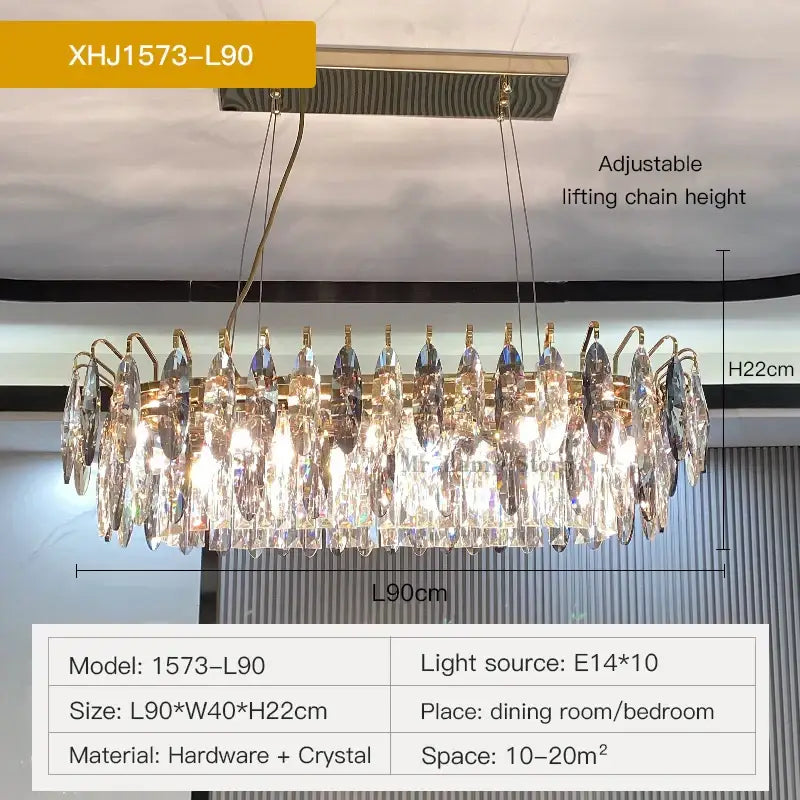 Gold Crystal Ellipse Chandelier