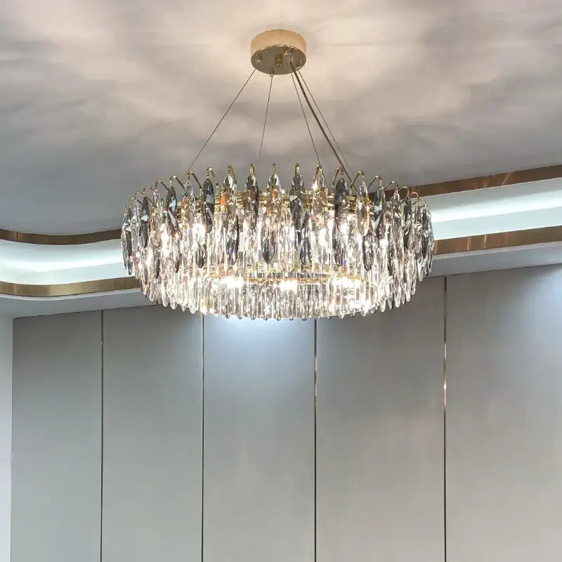 Gold Crystal Ellipse Chandelier