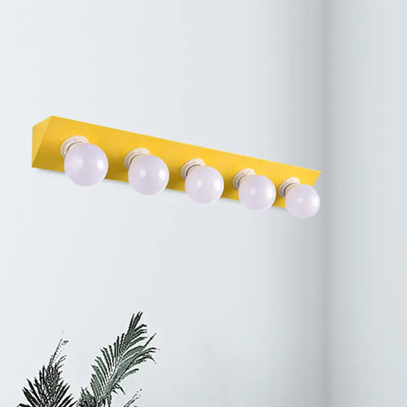 Pink Yellow Vanity Sconce Bare Bulb Design