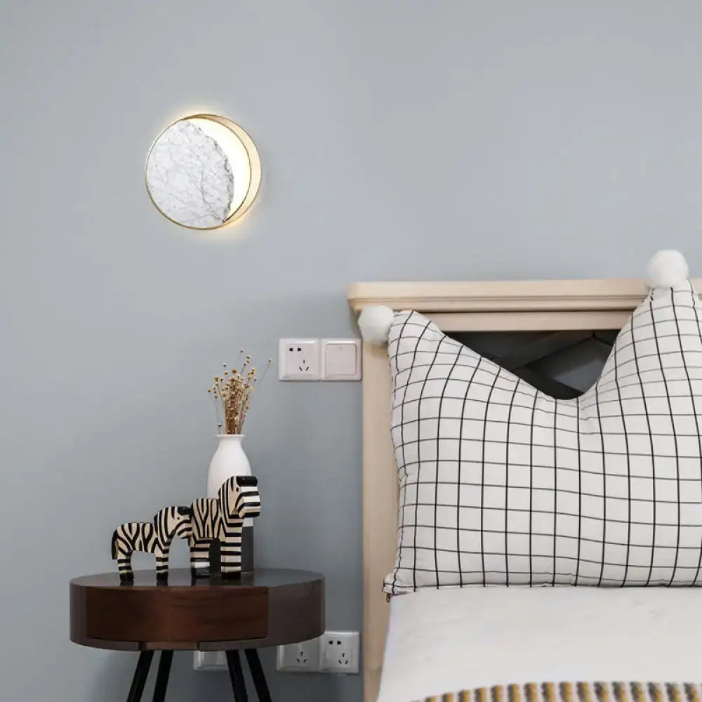 Gold Marble Moon Sconce
