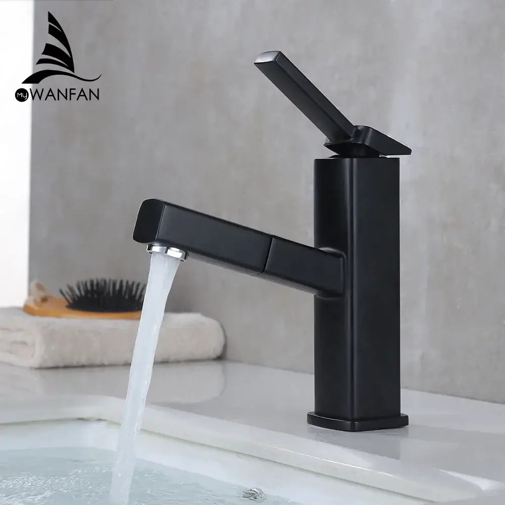 Black Rectangular Basin Mixer Tall