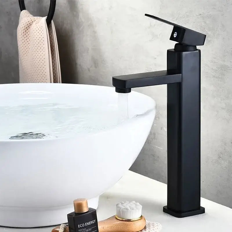 Rectangular Black Bathroom Faucet