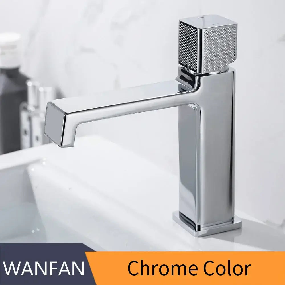 Black Brass Basin Faucet with Textured Handle