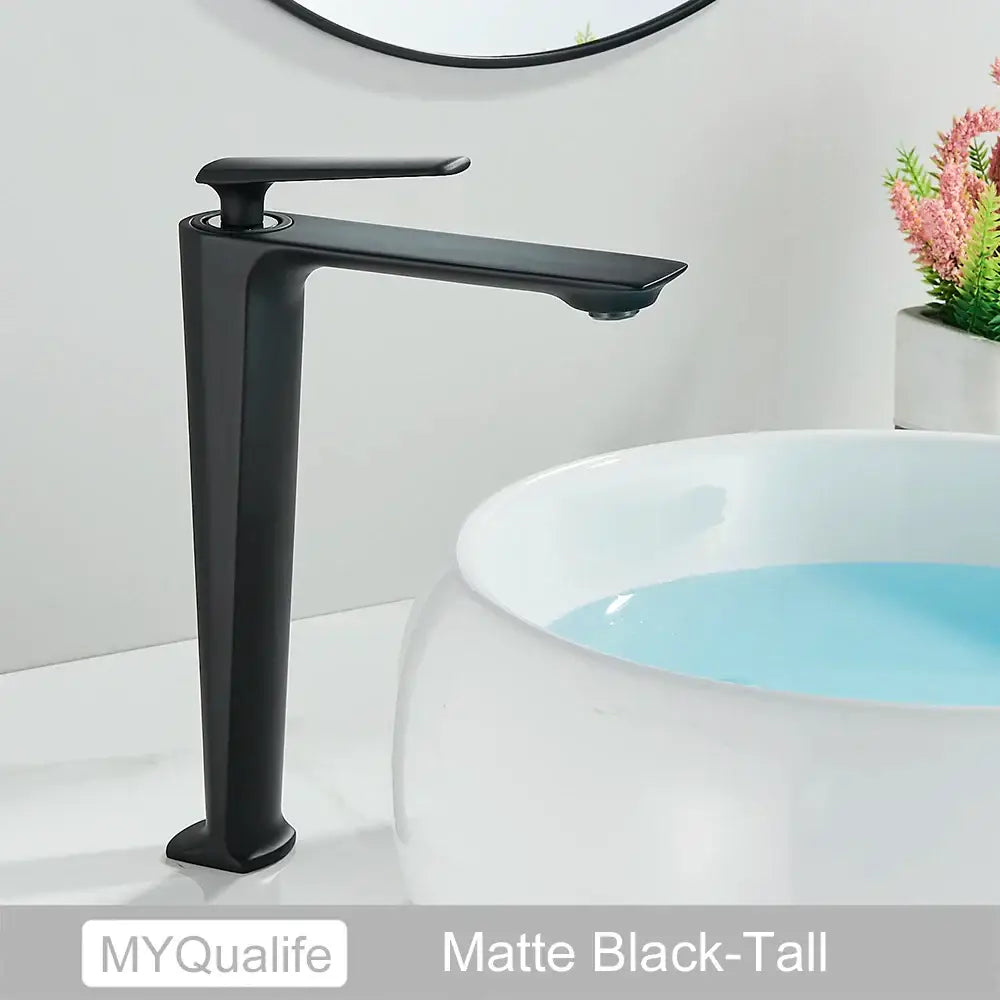 Black Brass Sink Faucet Single-Handle Deck-Mounted