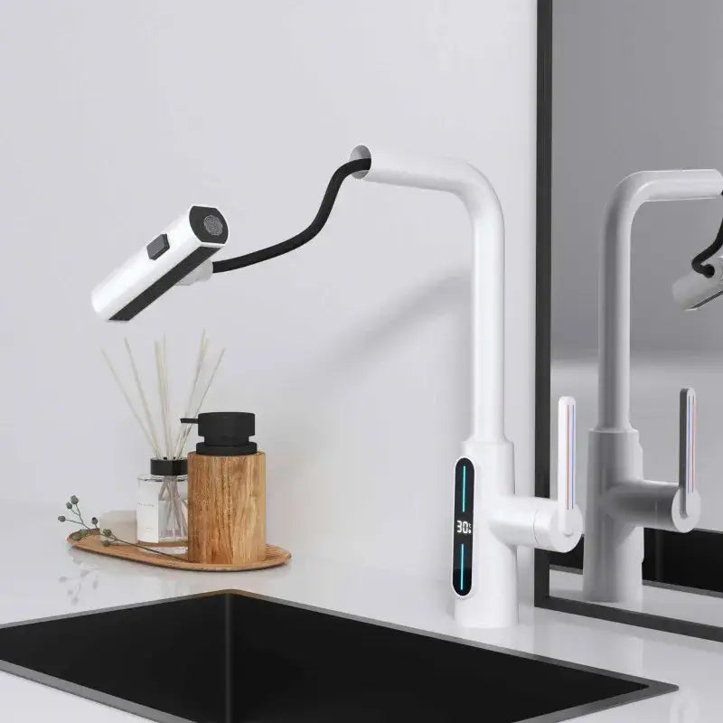 Black Brass Pull-Out Faucet with Retractable Spout
