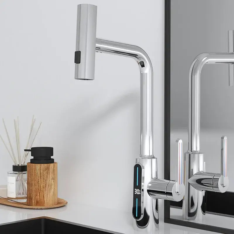 Black Brass Pull-Out Faucet with Retractable Spout