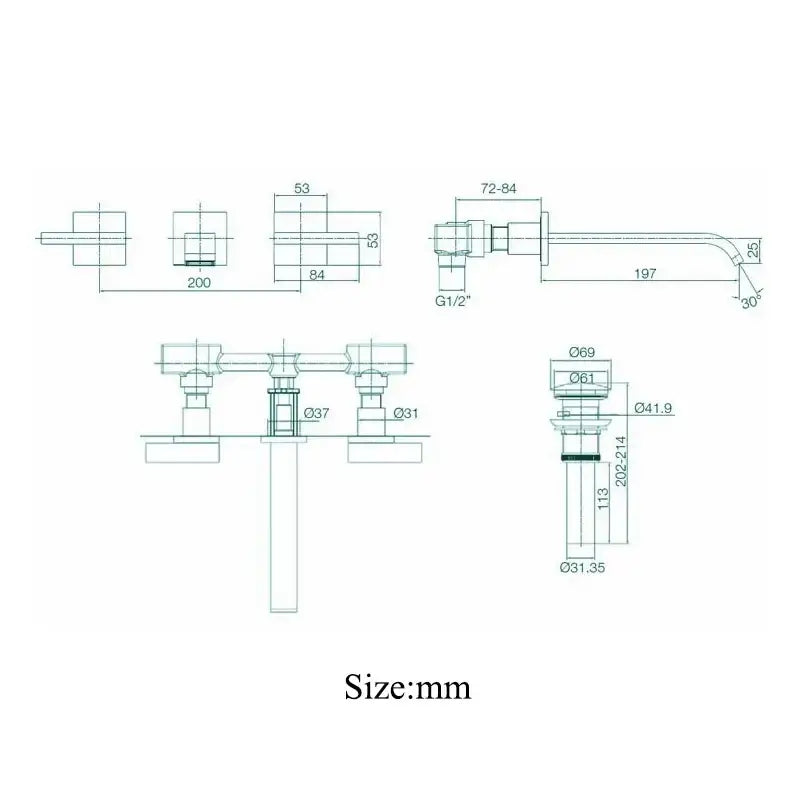 Black Brass Wall Basin Faucet