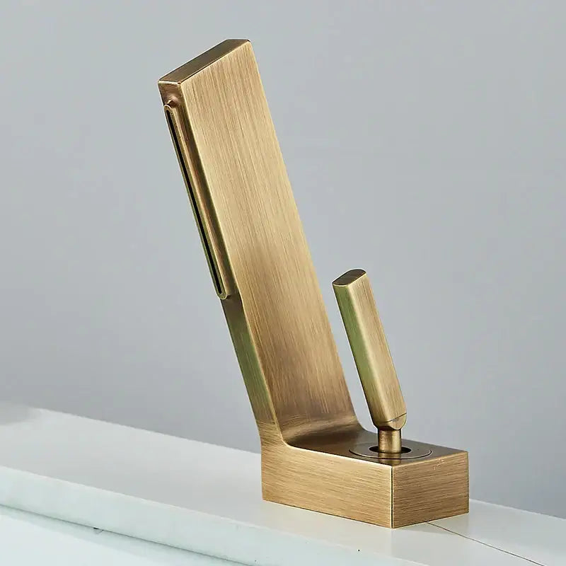 Black Brass Waterfall Faucet Contemporary Design