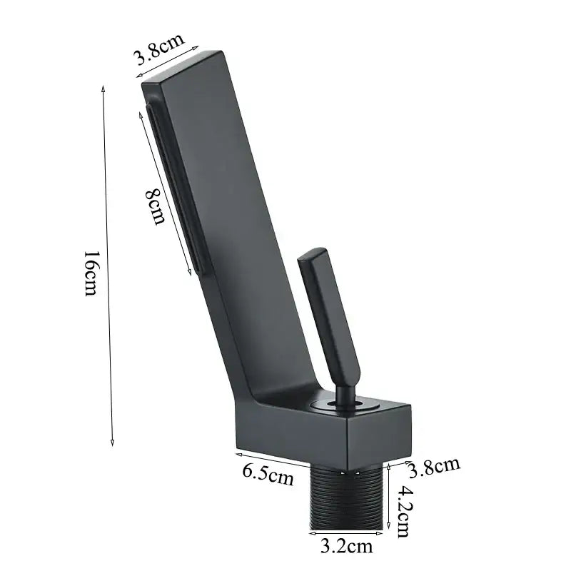 Black Brass Waterfall Faucet Contemporary Design