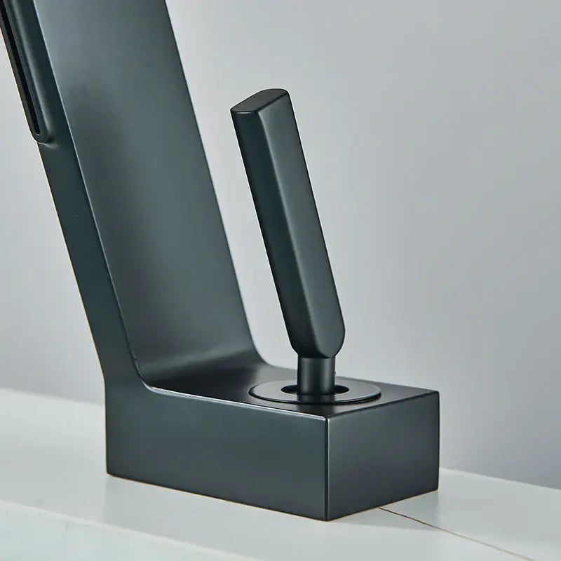 Black Brass Waterfall Faucet Contemporary Design
