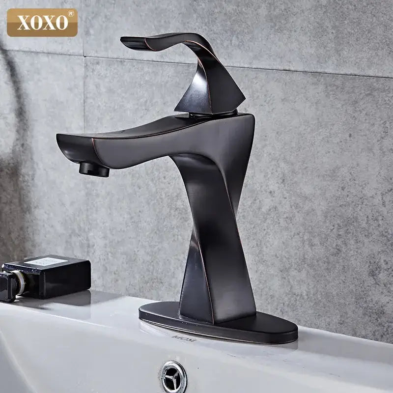 Black Brass Basin Faucet Oil-Rubbed Single Handle