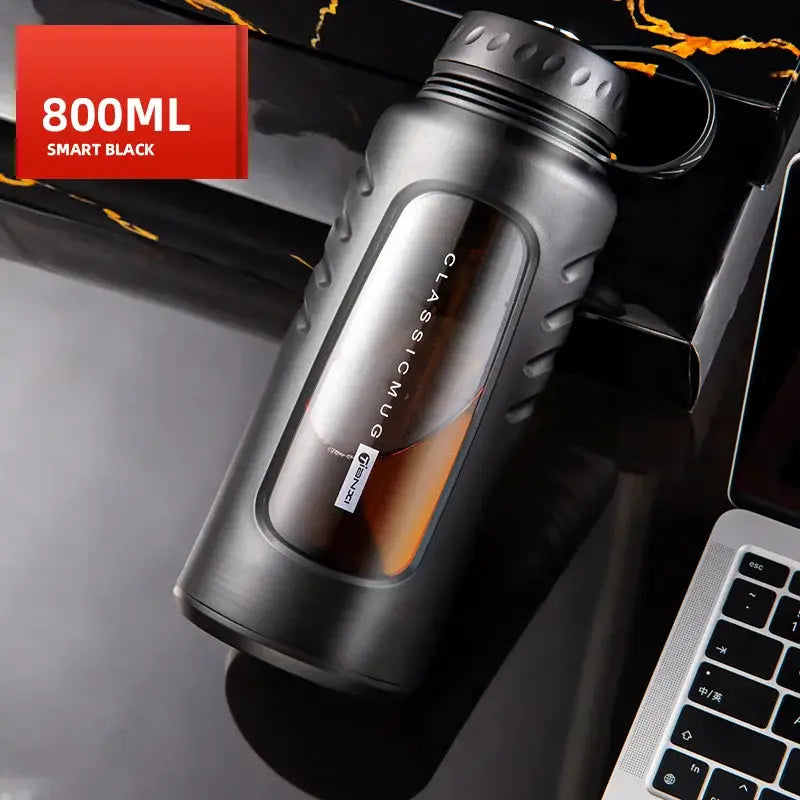 Black Insulated Glass Cup