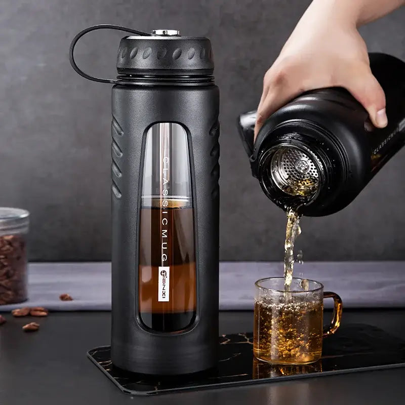 Black Insulated Glass Cup