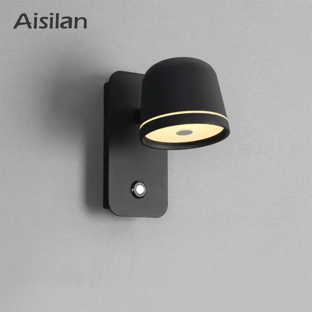 Black Adjustable LED Wall Lamp with Touch Dimmer