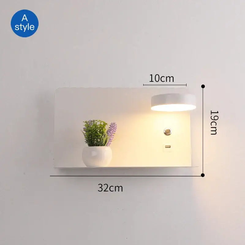 Black USB Wall Shelf Lamp