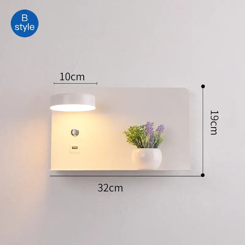 Black USB Wall Shelf Lamp