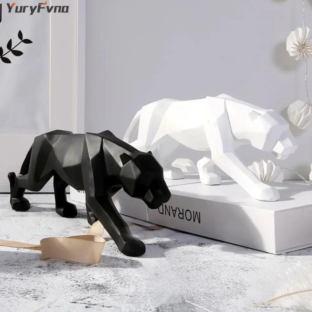 Black Geometric Resin Statue